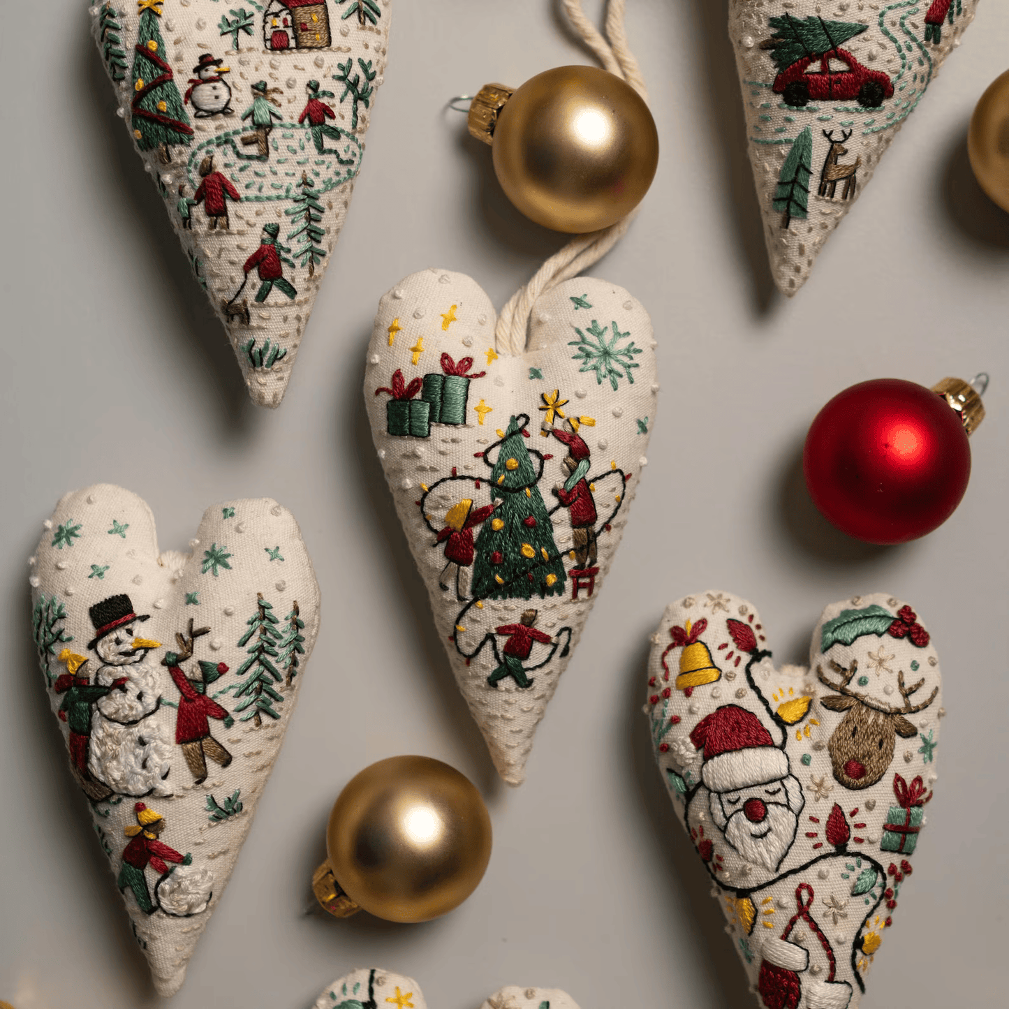 Heart-Shaped Christmas Ornament Embroidery Pattern – DIY PDF with Video Stitch Tutorials