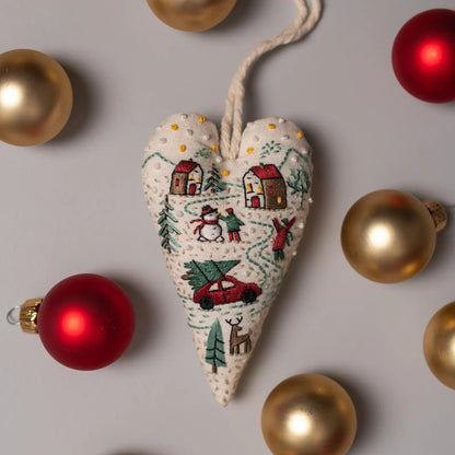 Heart-Shaped Christmas Ornament Embroidery Pattern - DIY PDF Design with Video Stitch Tutorials