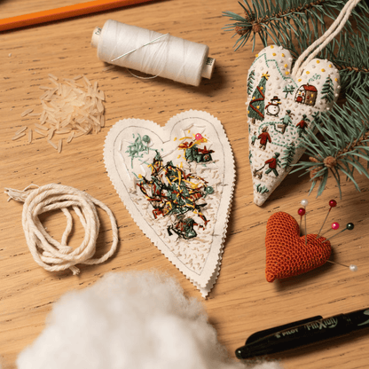 Heart-Shaped Christmas Ornament Embroidery Pattern – DIY PDF with Video Stitch Tutorials